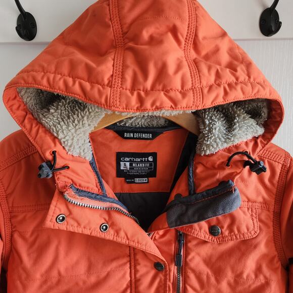 Carhartt Women’s Utility Midweight Insulated Jacket Orange Earthen Clay OJ3909-W - Picture 4 of 12